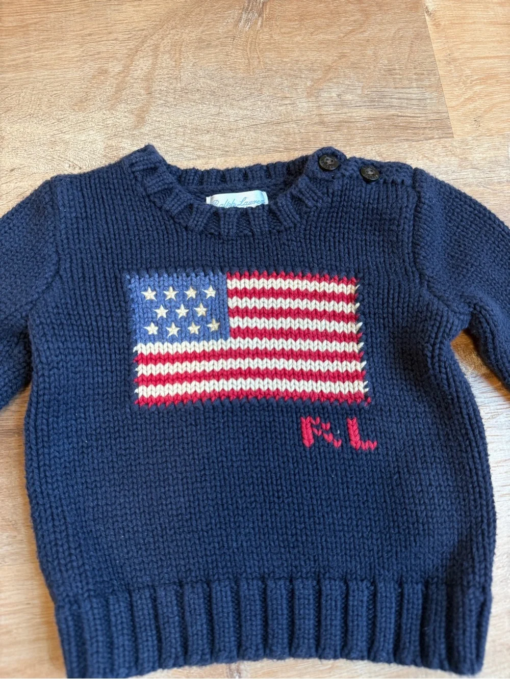 Ralph Lauren Navy Sweater with American Flag